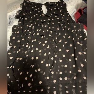 White House Black Market Black with White Polka Dot Blouse